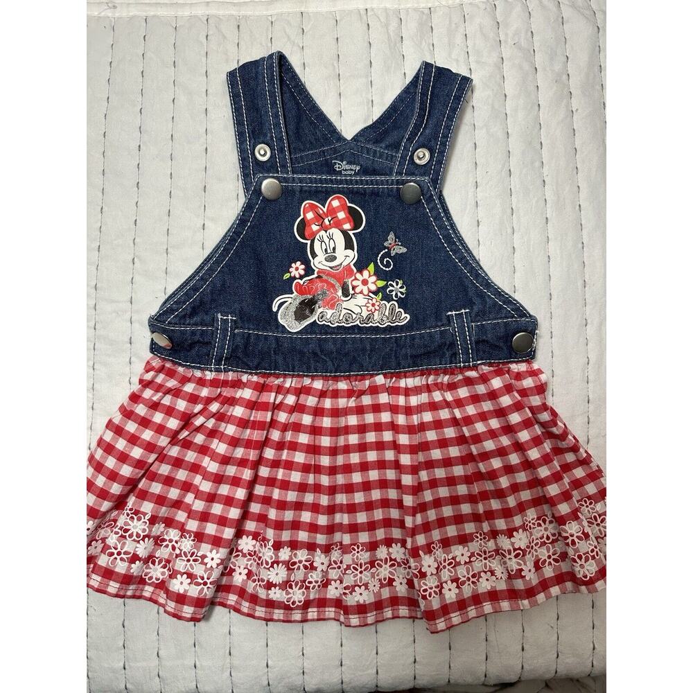 Disney Girls Blue Denim Minnie Mouse Red Gingham Dress
